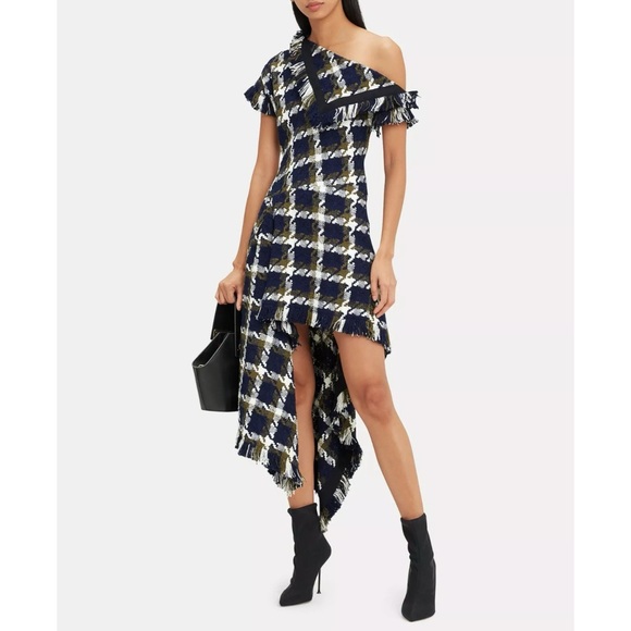 💙 MONSE Fringe Tweed Asymmetric Maxi Midi Dress 6 - Picture 3 of 11